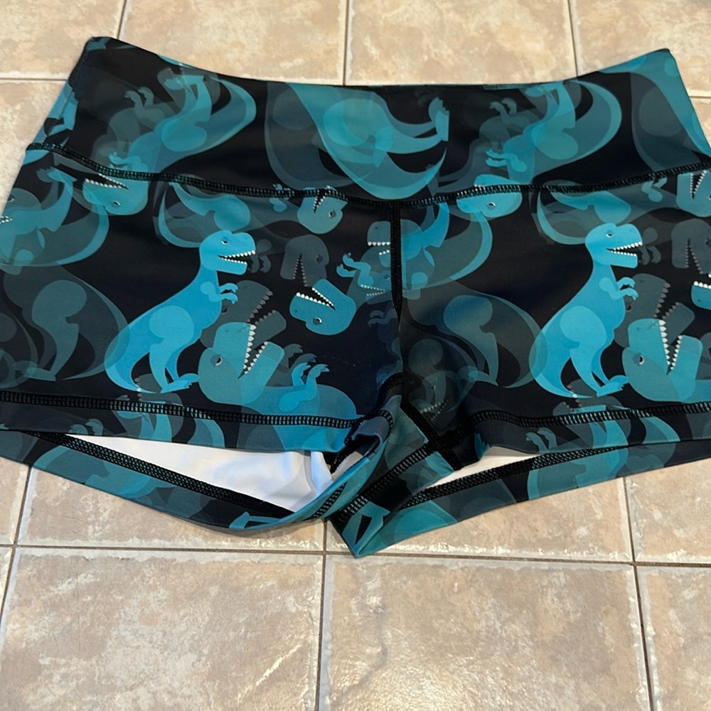 EUC Feed Me Fight Me FMFM medium dinosaur shorts